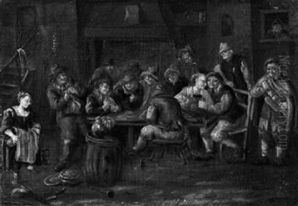 Frohliche Bauerngesellschaft In Einer Taverne Oil Painting by Abraham Diepraam