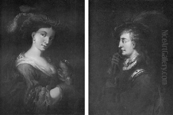 Falknerin In Historischem Kostum Oil Painting by Christian Wilhelm Ernst Dietrich