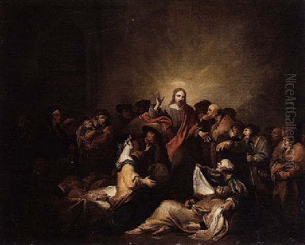 Christ Healing The Sick Oil Painting by Christian Wilhelm Ernst Dietrich