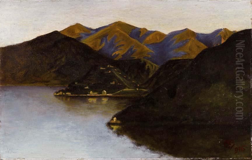 Lago Oil Painting by Alfeo Argentieri