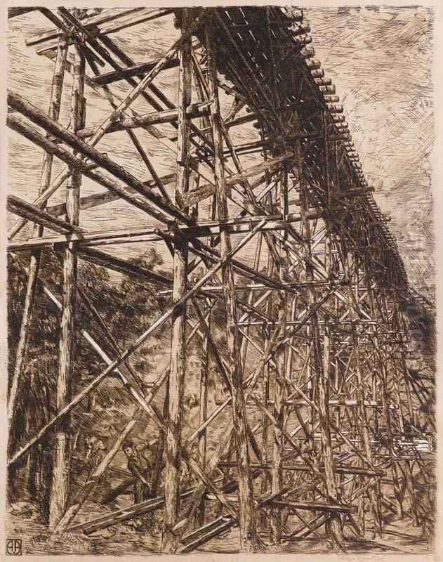La Costruzione Del Ponte Oil Painting by Alfeo Argentieri