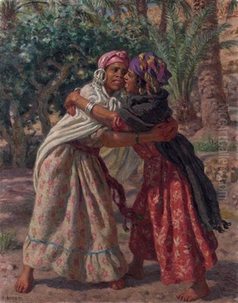 La Lutte Des Fillettes Oil Painting by Alphonse Etienne Dinet