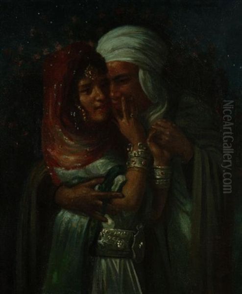 Legende Arabe, Esclave D'amour, Lumiere Des Yeux Oil Painting by Alphonse Etienne Dinet