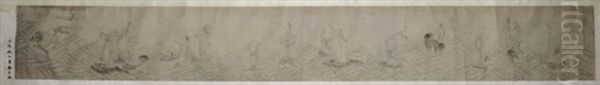 Luohan Scroll, Attributed To Ding Yun Peng Oil Painting by Ding Yunpeng