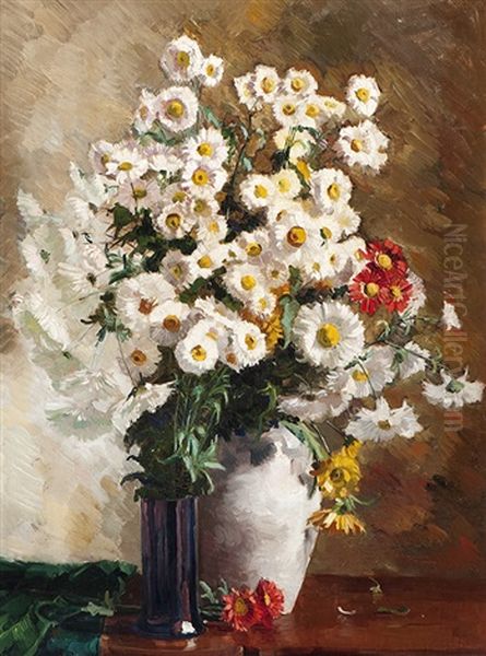 Still Life Of Flowers Oil Painting by Henriette Gisma Dingeman-Numans