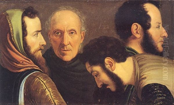 Quattro Teste Per Il Giuramento Di Pontida Oil Painting by Giuseppe Diotti