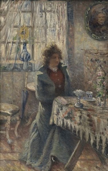 Sittende Kvinne I Interior Oil Painting by Karl Edvard Diriks
