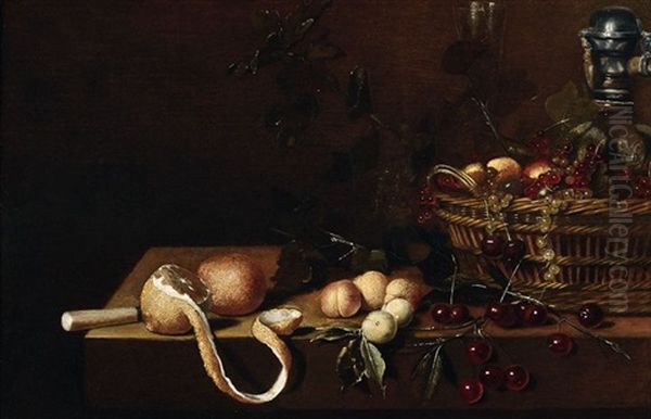Nature Morte Aux Cerises, Aux Groseilles Et Au Citron Oil Painting by Jan Dirven
