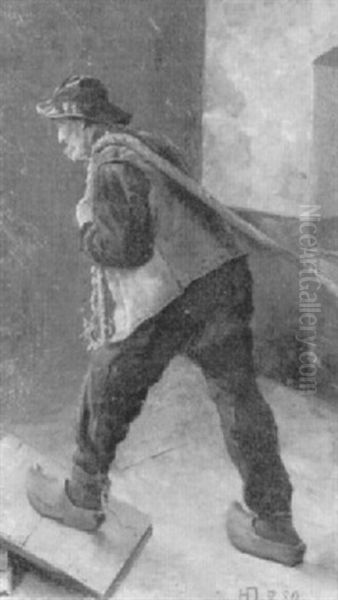 Alter, Bartiger Seemann Mit Seil Uber Der Schulter Oil Painting by Hermann Dischler