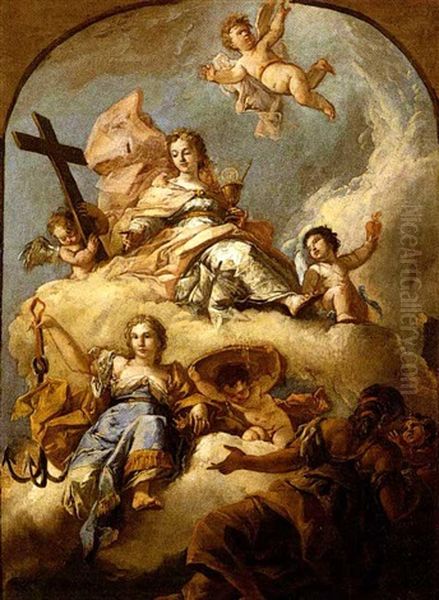 Allegoria Delle Virtu Teologali Oil Painting by Gaspare Diziani