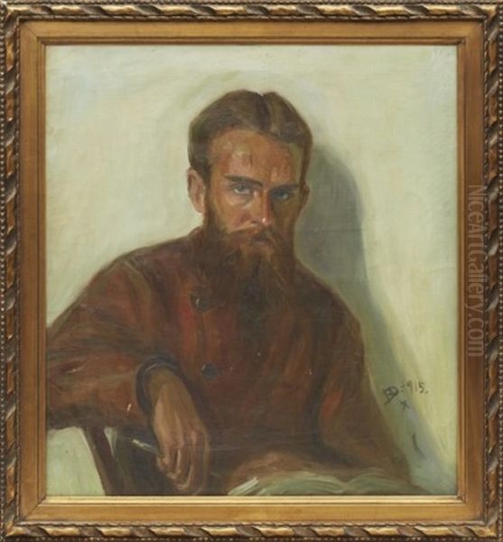 Portratt Av En Lasande Man Oil Painting by Basile Djordjadze