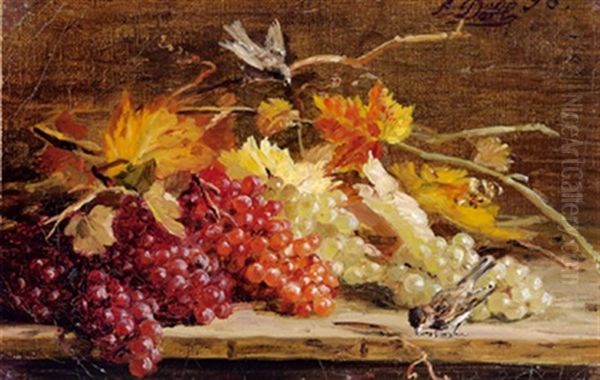 Stilleben Mit Weintrauben Und Vogel Oil Painting by Auguste Doll