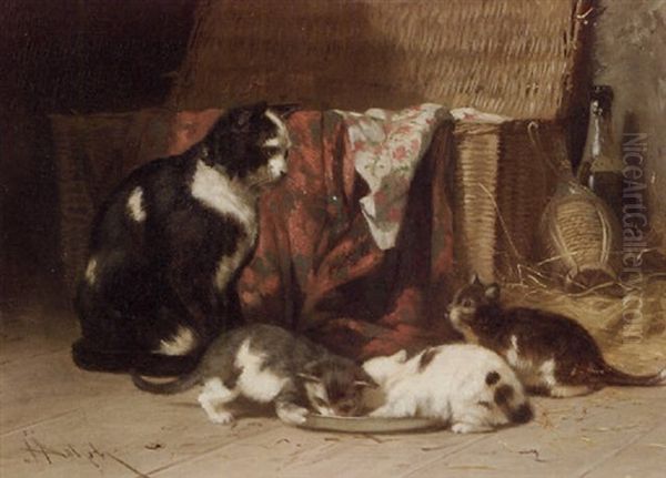 Minding Her Litter Oil Painting by John Henry Dolph