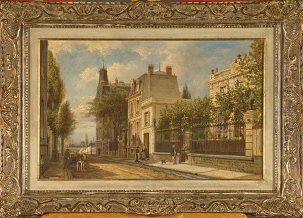 Rue Animee Dans Une Ville Francaise Oil Painting by Cornelis Christiaan Dommelshuizen