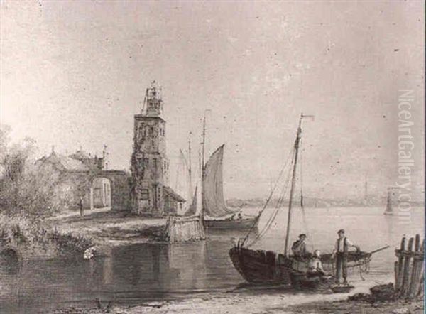 Harlem On The Scheldt, Holland Oil Painting by William Raymond Dommersen