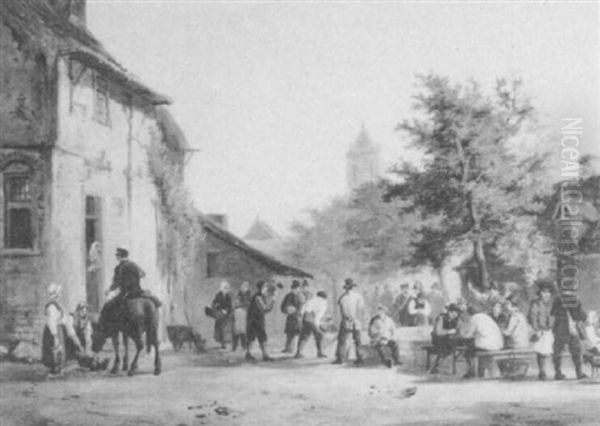 The Market Square Oil Painting by William Raymond Dommersen