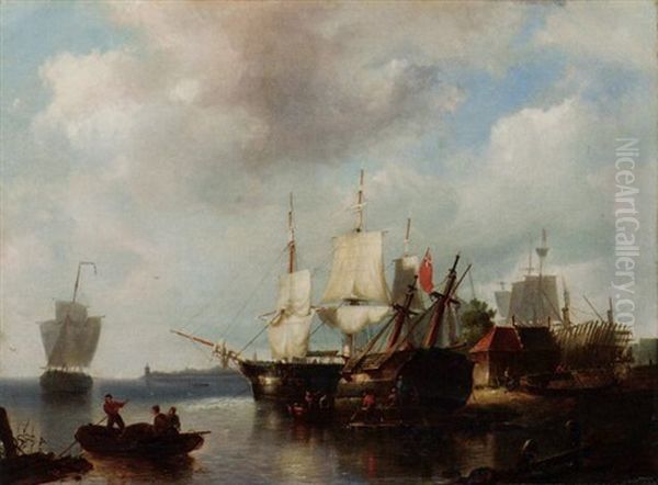 The Shipyard Oil Painting by Pieter Cornelis Dommershuijzen