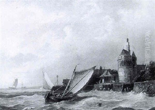 The Old Harbour Of Hoorn Oil Painting by Pieter Cornelis Dommershuijzen