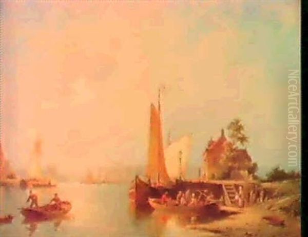 The Zandhoek, Amsterdam Oil Painting by Pieter Cornelis Dommershuijzen