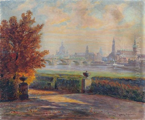 Blick Vom Japanischen Palais Auf Die Altstadt Von Dresden Oil Painting by Ermenegildo Carlo Giovanni Donadini