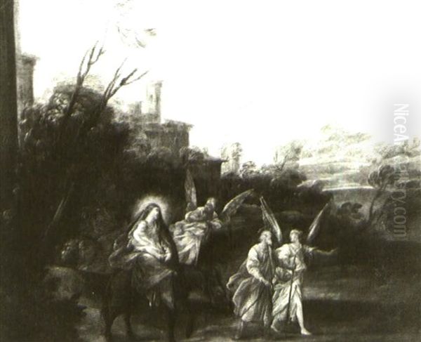 The Flight Into Egypt Oil Painting by Giovanni Andrea (il Mastelletta) Donducci