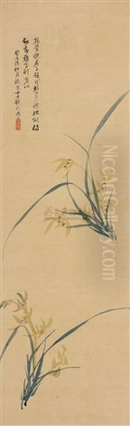Orchid Oil Painting by  Dong Wanzhen