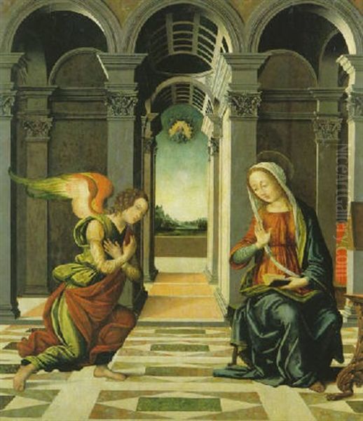 Maria Verkundigung Oil Painting by Pietro del Donzello