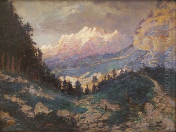 Vue Du Grand Combin Oil Painting by Gustave Dore
