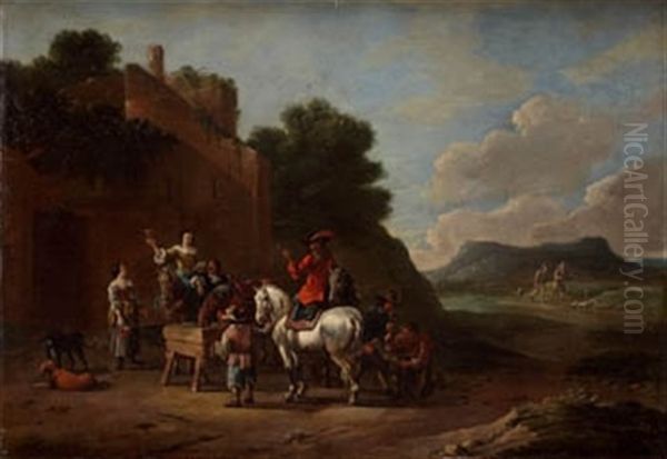 Un Alto En El Camino Oil Painting by Simon Johannes van Douw