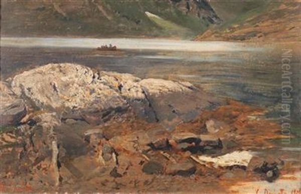 Balholm On The Essefjord Oil Painting by Louis Douzette