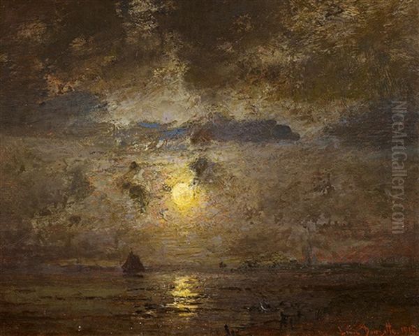 Vollmondnacht Uber Dem Bodden Oil Painting by Louis Douzette