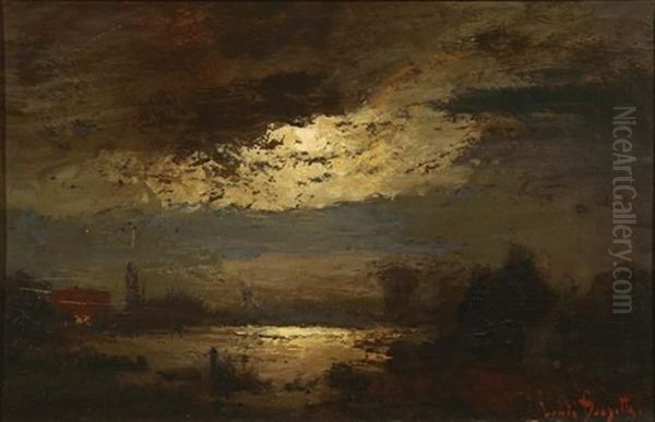 Moonlight Oil Painting by Louis Douzette