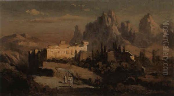 Marokkanische Landschaft Oil Painting by Louis Douzette