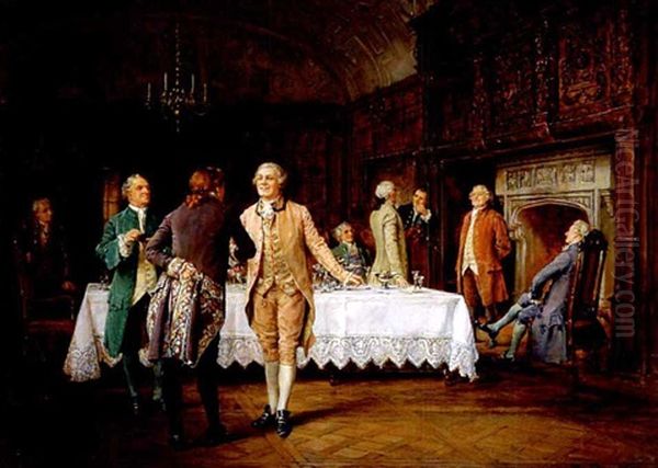 The Gentlemen's Dinner Oil Painting by Margaret Dovaston