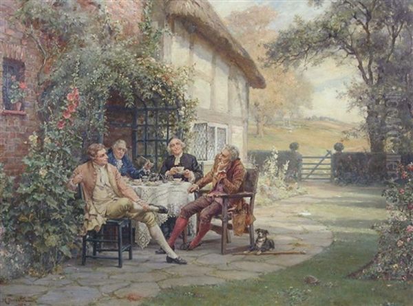 Tea At The Vicarage Oil Painting by Margaret Dovaston