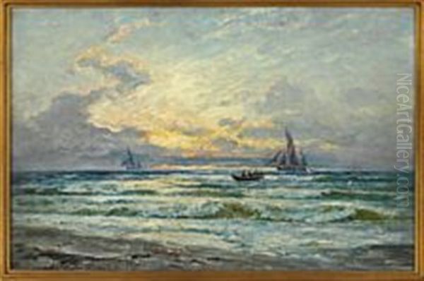 Morning At Sea Off Skagen Oil Painting by Holger Drachmann