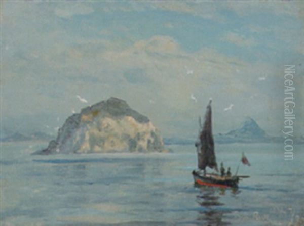 Fiskerbad I Klippefyldt Skotsk Farvand Oil Painting by Holger Drachmann