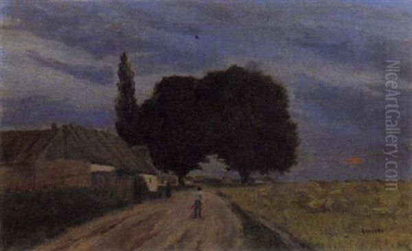 Abend In Der Wiener Ebene Oil Painting by Richard Drasche-Wartinberg