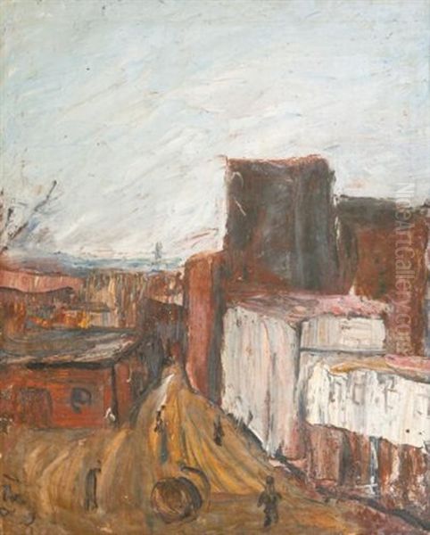Street Scene And View Of Altai (recto-verso) Oil Painting by Aleksandr Davidovitch Drevin