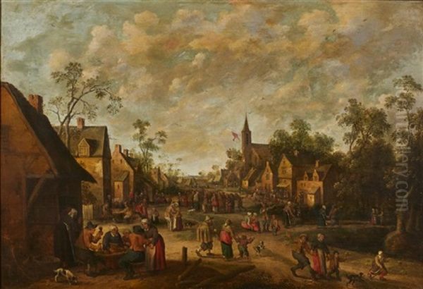 Village Kermesse Oil Painting by Joost Cornelisz. Droochsloot