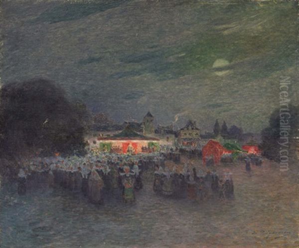 Fete Du 14 Juillet En Bretagne Oil Painting by Ferdinand du Puigaudeau