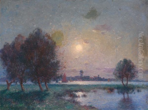 Paysage Au Clair De Lune Oil Painting by Ferdinand du Puigaudeau