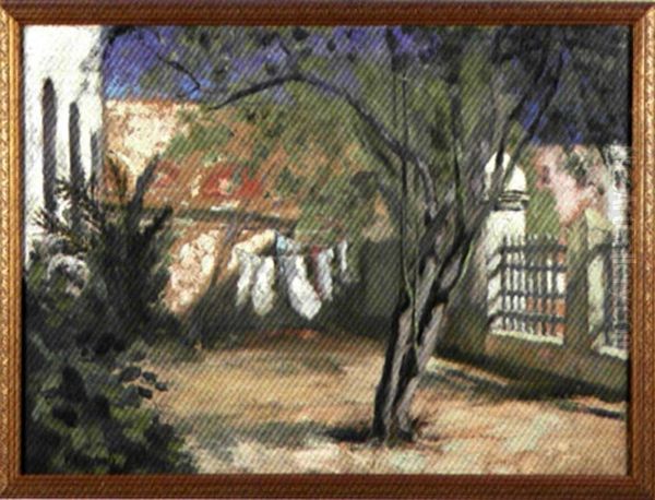 Cour Ombragee Oil Painting by Paul Emile Dubois