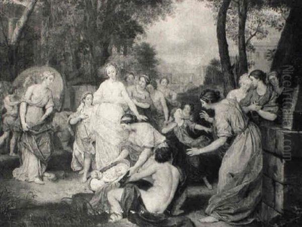 The Finding Of Moses Oil Painting by Louis Fabritius Dubourg
