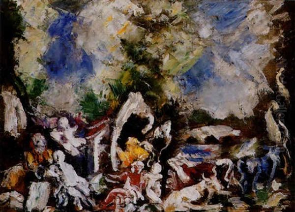 Pastorale (le Jugement De Paris) Oil Painting by Charles Dufresne