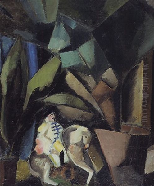 Composition A La Plante Et A La Statuette Oil Painting by Charles Dufresne