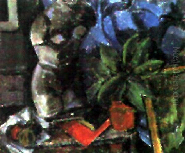 Nature Morte Au Buste De Platre Oil Painting by Charles Georges Dufresne