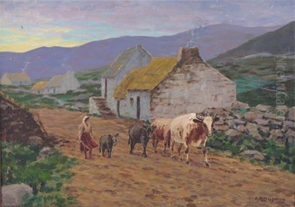 Milking Time Donegal Oil Painting by Arthur Radclyffe Dugmore