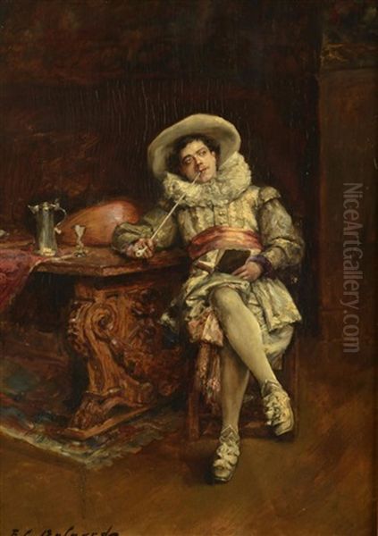 Gentleman Smoking A Pipe Oil Painting by Hippolyte Francois Duluard