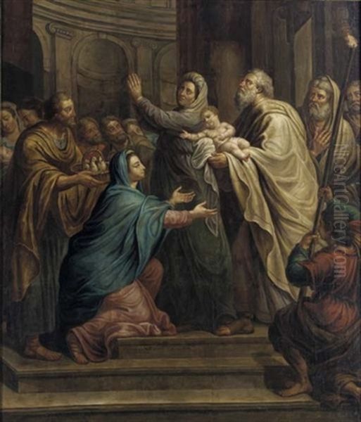 The Presentation In The Temple Oil Painting by Pierre Louis Dumesnil